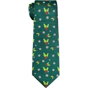 Retreez Christmas Holly Leaves And Berries Woven Boy's Tie - 8-10 years