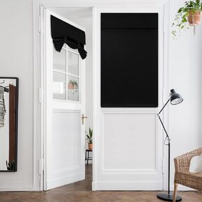 HOMEIDEAS French Privacy Door Curtains for Door Window, French Door Blinds for Glass Door, Thermal Insulated Tie Up Shade Door Window Covering for Bedroom, Black, W26 X L40, 1 Panel