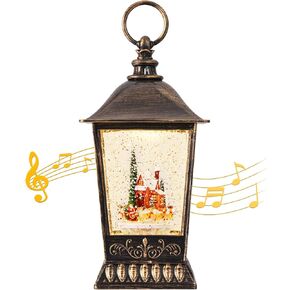 Snow Globe Christmas, Rotating Santa Reindeer, Snow Globes with Light Up Musical, Swirling Glitter & 6H Timer, Plays 8 Christmas Musics, Rotating Train