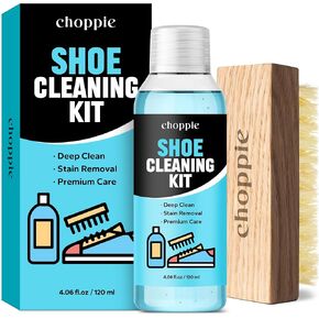 Choppie Shoe Cleaning Kit (4.06 Fl Oz), 2Pcs Set with Deep Cleaning Solution & Brush, Cleaner Kit for Sneakers, Suede, Leather, Mesh Shoes, and Tennis Shoes