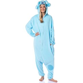 Nickelodeon Mens' Blue's Clues Character Hooded Union Suit Costume Sleep Pajama For Adults