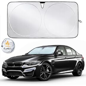 EcoNour Mirror Cut Car Windshield Sun Shade | Foldable Automotive Sun Blocker for Front Windshields | Premium Sun Protection for Cars, Trucks & SUVs | Medium (64" x 32")