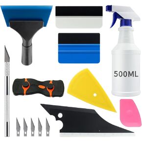 9 Pcs Vehicle Car Window Tint Application Tools Kit Glass Protective Film Installing Tool Car Window Film Squeegee Auto Vinyl Wrap Installation Kit Squeegee for Vinyl (9)