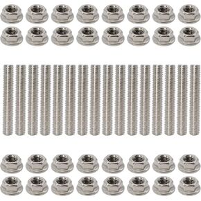 HiSport Exhaust Manifold Studs and Nuts Kit - 16pcs Compatible with Ford 4.6L/5.4L V8 Engines with High Strength Nuts (Stainless Steel)