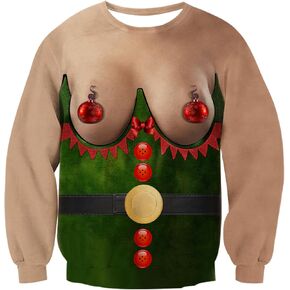 Ahegao Unisex Ugly Christmas Sweater 3D Printed Funny Graphic Pullover Sweatshirts for Party