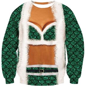 Ahegao Unisex Ugly Christmas Sweater 3D Printed Funny Graphic Pullover Sweatshirts for Party