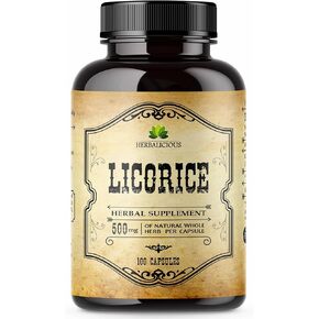Licorice Root Extract 100 Capsules - Glycyrrhiza Glabra - Organic Herbal Supplement for Digestion Restore Respiratory Health Fatigue & Immunity Support