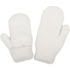 INOGIH Women Warm Knit Mittens - Winter Soft Warm Elastic Faux-Rabbit-Fur Gloves Mittens for Cold Weather