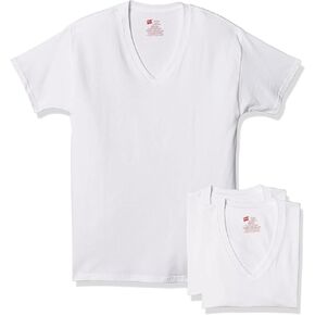 Hanes Men's Tagless Stretch White V-Neck Undershirts, 3 Pack