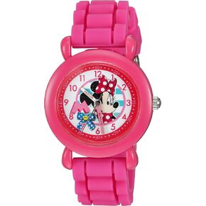 Disney Minnie Mouse Kids' Plastic Time Teacher Analog Quartz Silicone Strap Watch