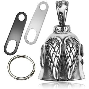 Guardian Angel Motorcycle Bell Handful Good Luck Bells & Keyring Drive Safe Pendant Accessories Lead-Free Pewter Bike Bell Good Luck Gift for Men Women Guard Riding Safety