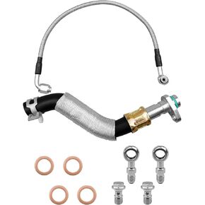 Turbo Turbocharger Oil Feed Line & Oil Return Line & Gasket Seals Set Compatible with MINI Cooper R55 R56 R57 R58 R59 R60 R61, Turbo Oil Feed Line kit Replace 11657534454 11658617069 11427557009