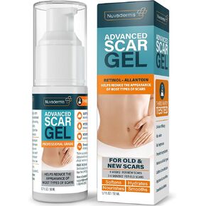 NUVADERMIS Scar Gel - Retinol, Allantoin, Vitamin E, Betaine - for C-Section, Tummy Tuck, Keloid Scar - Post Surgery Scar Management - 1.7 Oz Scar Treatment Gel - C Section Recovery Silicone Scar Gel