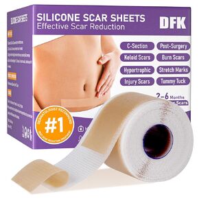 Silicone Scar Sheets, Silicone Scar Tape(1.6"x 118" Roll-3M), Reusable Professional Scar Silicone Strips, Soft Silicone Scar Sheets for Surgical Scars,Keloid,Acne Scars,Burn Scar,C-Section