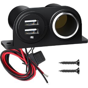 Dual USB Outlet Cigarette Lighter Socket Splitter 12V 4.2A Car Charger Power Outlet Adapter Replacement with Blade Fuse for RV Boat Marine Truck ATV UTV Bus etc in Kuwait