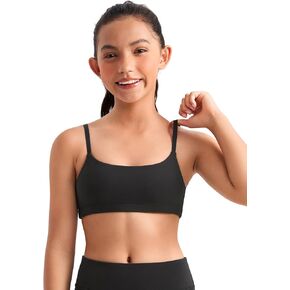 CRZ YOGA Girls Butterluxe Sports Bras - Adjustable Spaghetti Strap Scoop Neck Yoga Workout Bra for Teens Kids Dance