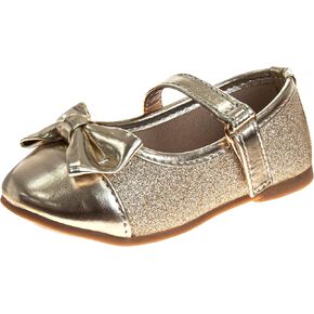 Laura Ashley Girl Flats Dress Sandals - Ballet Bow Party Shoes, (Toddler - Little Kid - Big Kid)