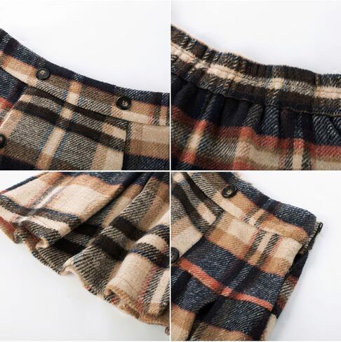 Kate Kasin 2024 Women's Pleated Plaid Mini Skirt High Waist A-Line Fall Winter Casual Skirts in Saudi Arabia