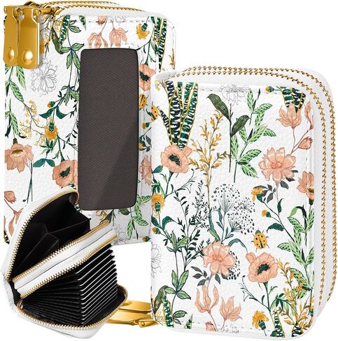 Credit Card Holder for Women - RFID Women Wallet Leather Card Wallet for Ladies Girls Female Aesthetic Cute Wallet with Card Slots Coin Cash Zipper Purse & ID Window, Colorful Owl in Saudi Arabia