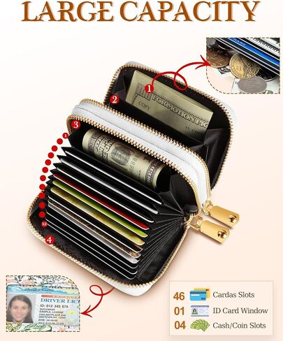Credit Card Holder for Women - RFID Women Wallet Leather Card Wallet for Ladies Girls Female Aesthetic Cute Wallet with Card Slots Coin Cash Zipper Purse & ID Window, Colorful Owl in Saudi Arabia