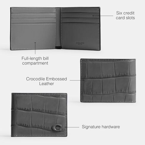 COACH Men's Slim Billfold, Charcoal in Saudi Arabia