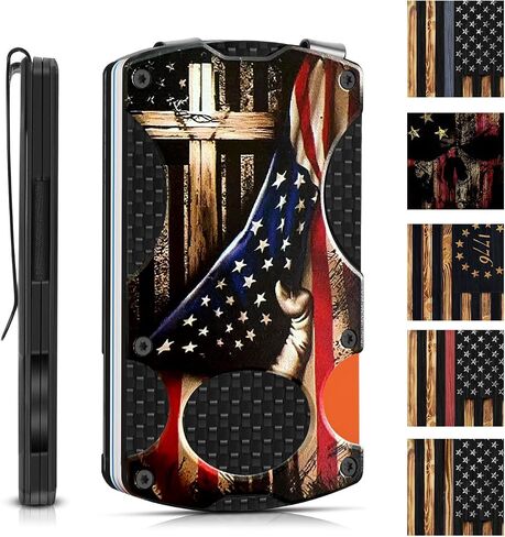 Tactical Men's Wallet, Christian Minimalist Wallet with Money Clip and Credit Card Holder, Slim Aluminum Metal Money Clip, RFID Blocking Card Holder Wallet, Holds up 12 Cards and Cash, Ideal Man Gift in Saudi Arabia