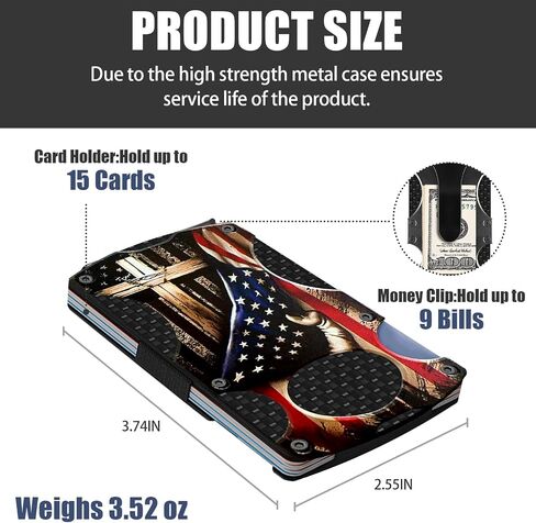 Tactical Men's Wallet, Christian Minimalist Wallet with Money Clip and Credit Card Holder, Slim Aluminum Metal Money Clip, RFID Blocking Card Holder Wallet, Holds up 12 Cards and Cash, Ideal Man Gift in Saudi Arabia