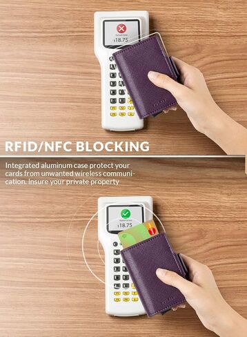 حامل بطاقة الائتمان VULKIT RFID من الجلد التلقائي المنبثق المحفظة المغناطيسية حافظة بطاقة مزدوجة للرجال والنساء in Kuwait