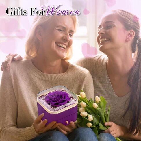 Beferr Gifts for Women Birthday Gifts Preserved Real Rose with Necklace Eternal Roses Forever Flowers for Delivery Prime Mother's Day Mom Gifts for Grandma Daughter Wife Sister in Saudi Arabia