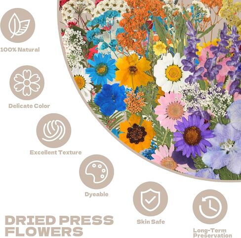 CONVELIFE Dried Flowers for Resin, 103pcs Natural Flowers and Leaves Compressed, Vacuum Packed DIY Pressed Flowers for Epoxy, Jewelry, Candles, Soap, Nail Production in Kuwait