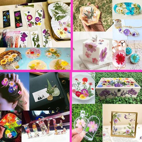 CONVELIFE Dried Flowers for Resin, 103pcs Natural Flowers and Leaves Compressed, Vacuum Packed DIY Pressed Flowers for Epoxy, Jewelry, Candles, Soap, Nail Production in Kuwait