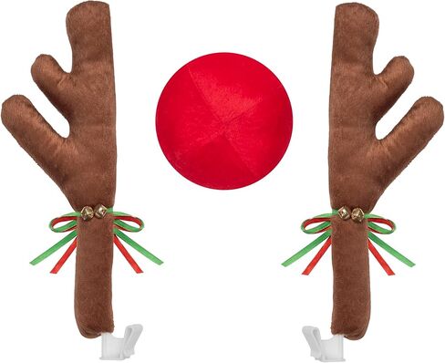 Car Christmas Reindeer Antlers and Nose - Xmas Decorations for Car - Window Holiday Kit for Car Truck Van SUV in Saudi Arabia