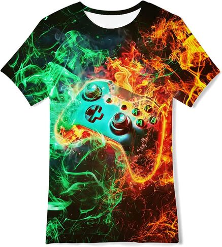 Enlifety Boys Girls T-Shirts 3D Graphic Shirts Kids Cool Short Sleeve Tees Size 4-14T in Saudi Arabia