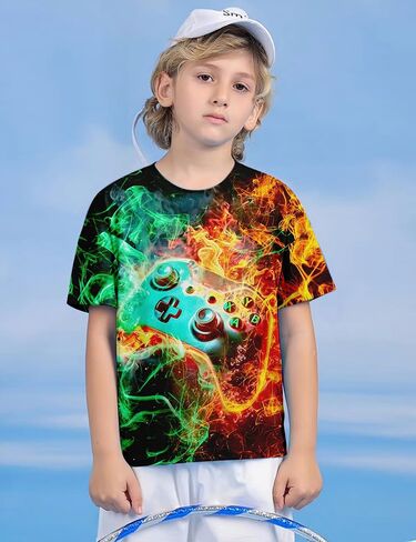 Enlifety Boys Girls T-Shirts 3D Graphic Shirts Kids Cool Short Sleeve Tees Size 4-14T in Saudi Arabia