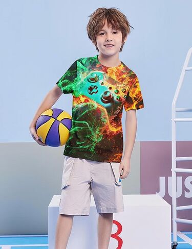 Enlifety Boys Girls T-Shirts 3D Graphic Shirts Kids Cool Short Sleeve Tees Size 4-14T in Saudi Arabia