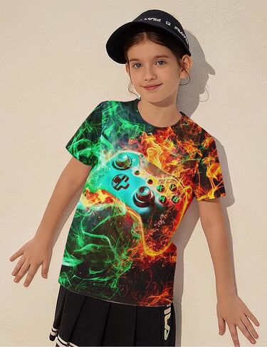 Enlifety Boys Girls T-Shirts 3D Graphic Shirts Kids Cool Short Sleeve Tees Size 4-14T in Saudi Arabia