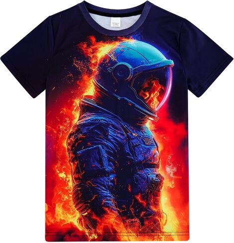 Enlifety Boys Girls T-Shirts 3D Graphic Shirts Kids Cool Short Sleeve Tees Size 4-14T in Saudi Arabia
