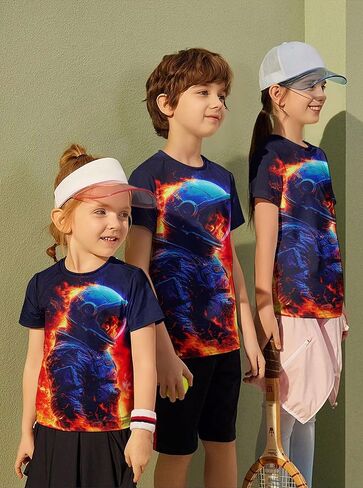 Enlifety Boys Girls T-Shirts 3D Graphic Shirts Kids Cool Short Sleeve Tees Size 4-14T in Saudi Arabia