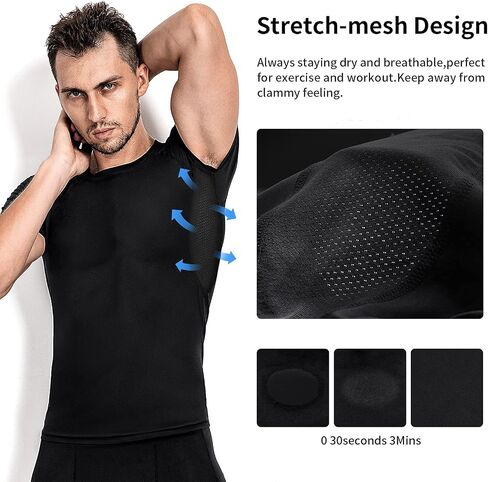 Niksa Men's Compression Shirts 3/5 Pack,Short Sleeve Athletic Compression Tops Cool Dry Workout T Shirt in Kuwait