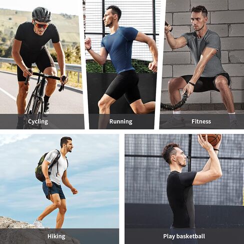 Niksa Men's Compression Shirts 3/5 Pack,Short Sleeve Athletic Compression Tops Cool Dry Workout T Shirt in Kuwait