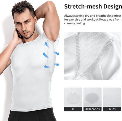 Niksa Men's Compression Shirts 3/5 Pack,Short Sleeve Athletic Compression Tops Cool Dry Workout T Shirt in Kuwait