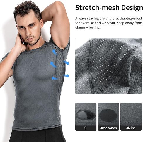 Niksa Men's Compression Shirts 3/5 Pack,Short Sleeve Athletic Compression Tops Cool Dry Workout T Shirt in Kuwait