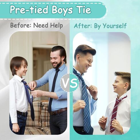 Boys Tie Pre-tied Kids Tie, Boy Tie Adjustable Boys Black Tie for Wedding Graduation School Cosplay Uniforms in Kuwait