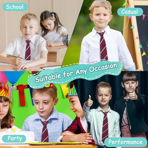Boys Tie Pre-tied Kids Tie, Boy Tie Adjustable Boys Black Tie for Wedding Graduation School Cosplay Uniforms in Kuwait