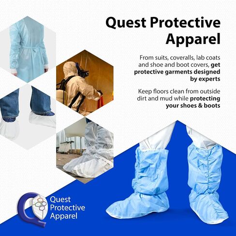 أغطية أحذية وأحذية للاستعمال مرة واحدة من Quest Traction - واقيات طويلة مضادة للانزلاق بطول 18 بوصة - أغطية أحذية مقاومة للماء والانزلاق - أغطية أحذية خطرة - أزرق، كبير، 3 أزواج in Saudi Arabia