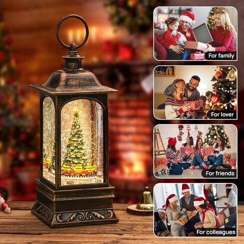 Snow Globe Christmas, Rotating Santa Reindeer, Snow Globes with Light Up Musical, Swirling Glitter & 6H Timer, Plays 8 Christmas Musics, Rotating Train in Saudi Arabia