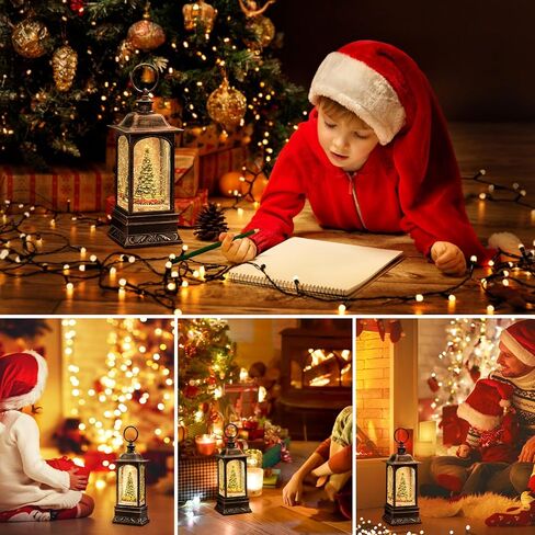 Snow Globe Christmas, Rotating Santa Reindeer, Snow Globes with Light Up Musical, Swirling Glitter & 6H Timer, Plays 8 Christmas Musics, Rotating Train in Saudi Arabia