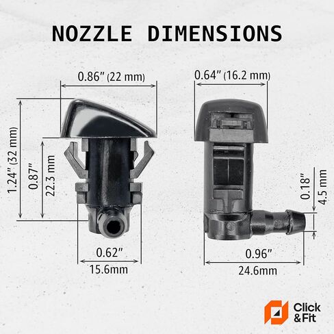فوهات غسالة الزجاج الأمامي Click&Fit المتوافقة مع Ford Fusion من 2008 إلى 2012 - رشاشات المياه النفاثة الأمامية تستبدل 8E5Z17603A، 2 منافذ، أسود، طقم مكون من قطعتين in Kuwait