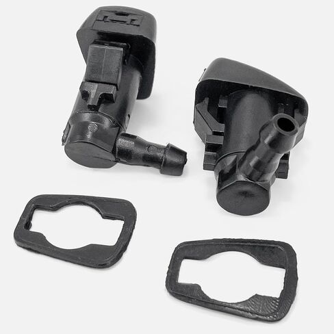 فوهات غسالة الزجاج الأمامي Click&Fit المتوافقة مع Ford Fusion من 2008 إلى 2012 - رشاشات المياه النفاثة الأمامية تستبدل 8E5Z17603A، 2 منافذ، أسود، طقم مكون من قطعتين in Kuwait