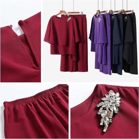 AOVDE Plus Size Pant Suits Mother of Bride Dressy Pant Suits 2 Piece Outfits with Pockets for Women Wedding Guest in Kuwait